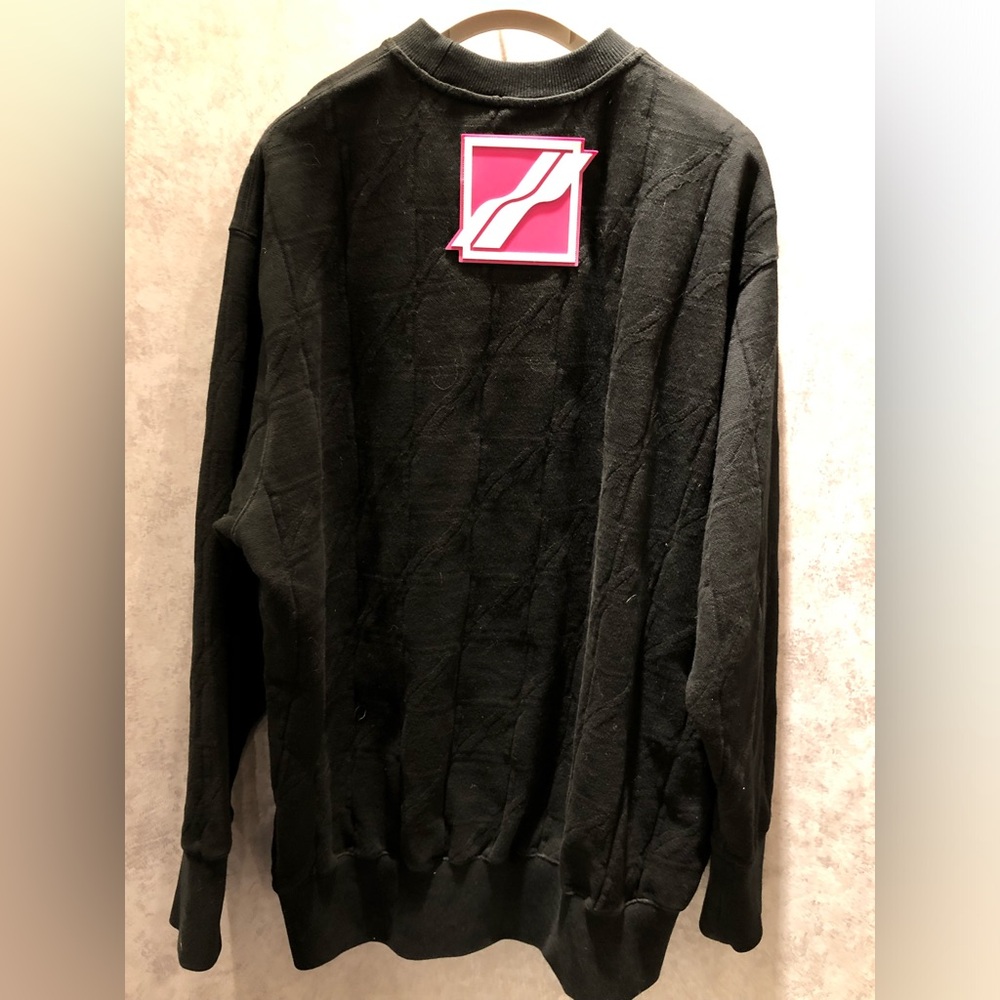 We11done Oversized Allover Black Jacquard Zurry Sweater with Pink Logo Size S